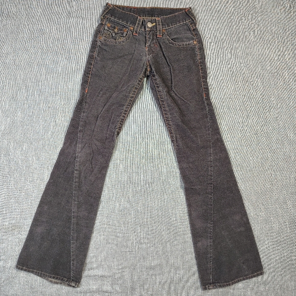 True Religion Pants - VINTAGE True Religion Corduroy Joey Size 26x33 Dark Gray Wide Leg Flare USA